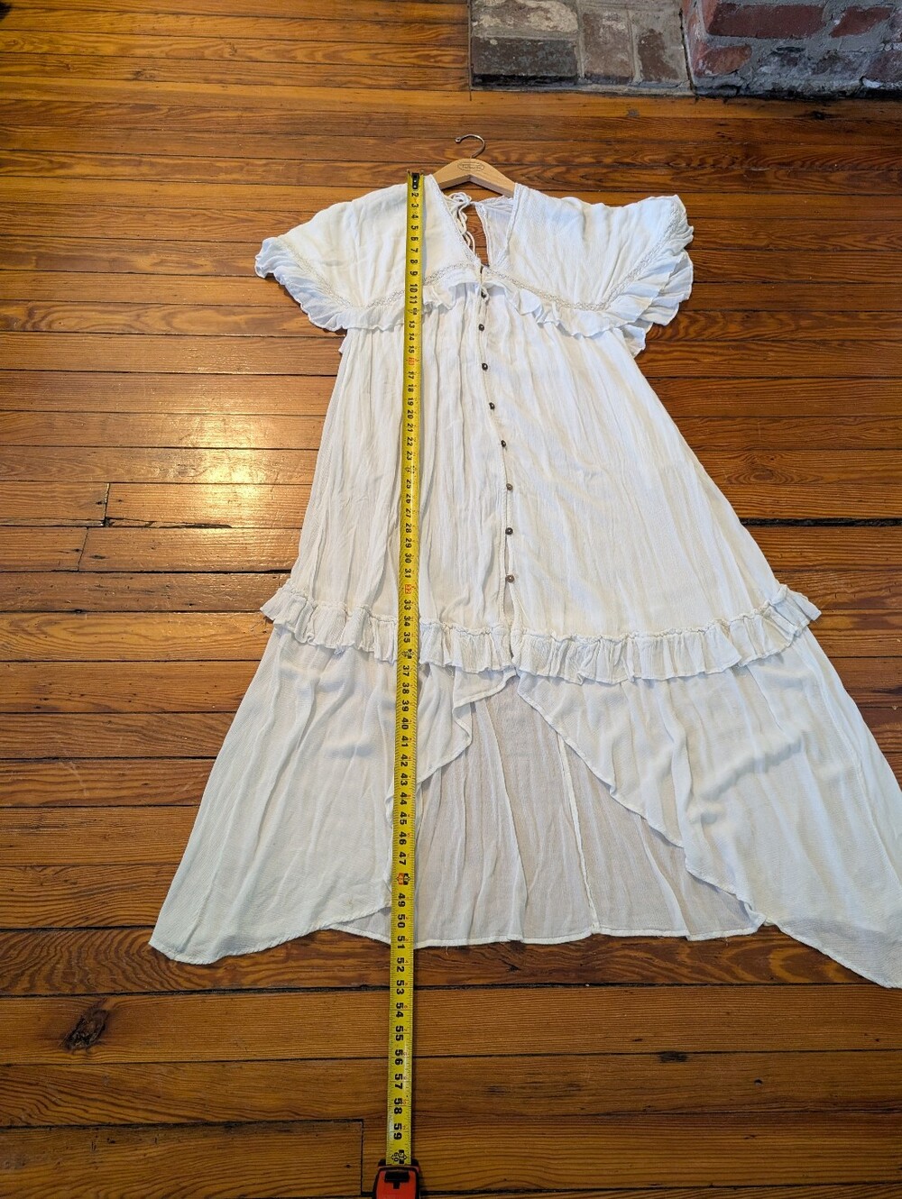 Free People Paradiso Boho Ruffle Lace V-Neck Maxi Dress in Ivory Sz XS SOLD OUT - Picture 5 of 9